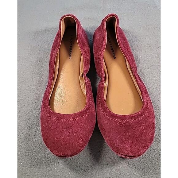 Lucky Brand Echo 3 Burgundy Leather Ballet Flats 👠 Women’s Size 8 - Picture 2 of 7